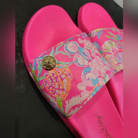 Lilly Pulitzer Cabana slide pink isle shell me something good 10M - Picture 4 of 8